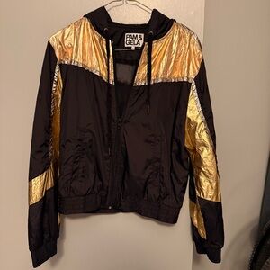 Pam & Gela Metallic Gold Jacket with Black Details